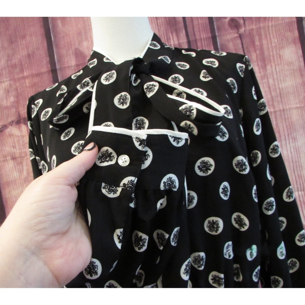 ModCloth Just My Typist Pleated Shirt Dress Black White Retro Vintage Large NWOT - Picture 5 of 13